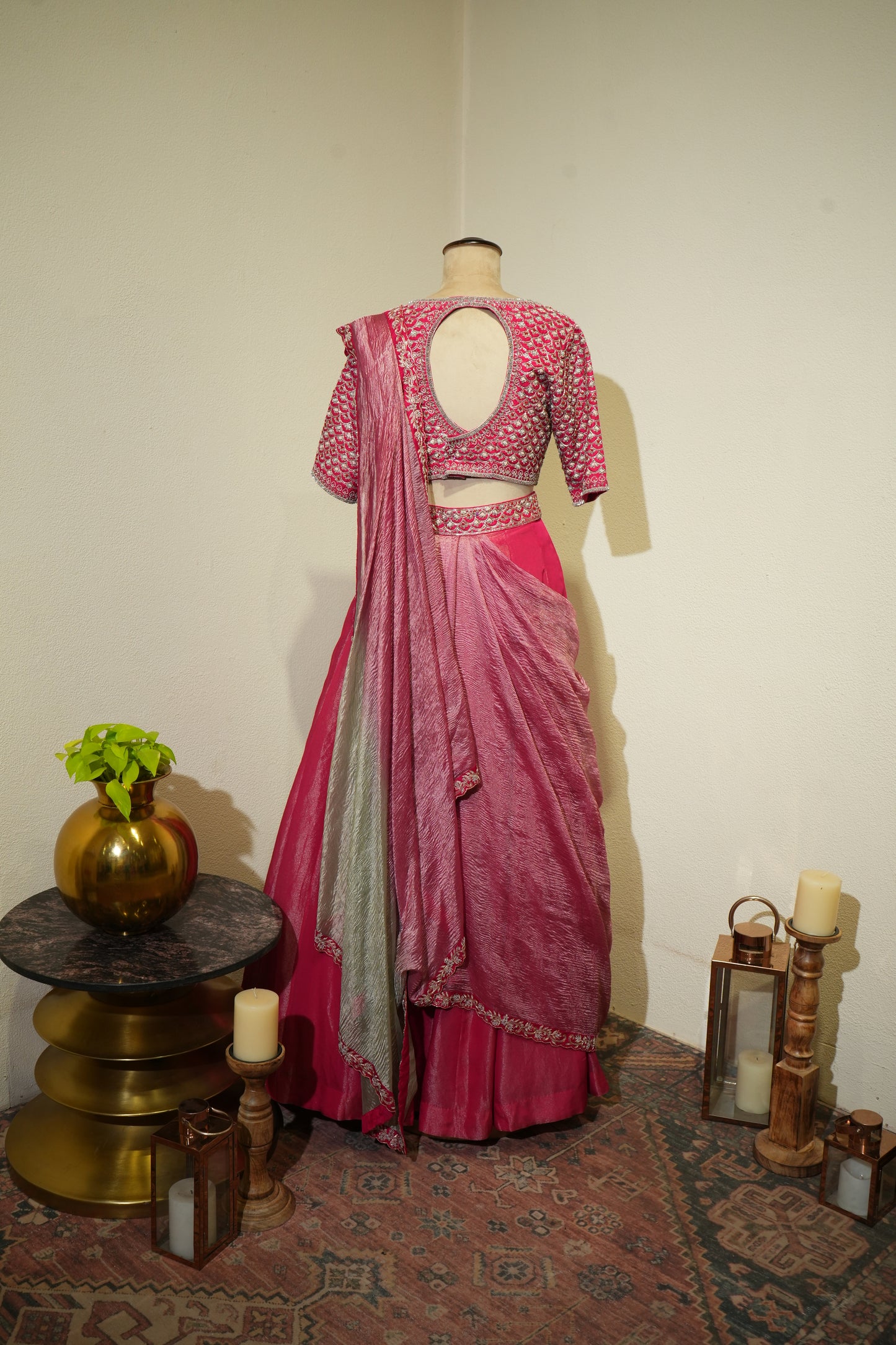 Pink Grey Ombre Drape Dress