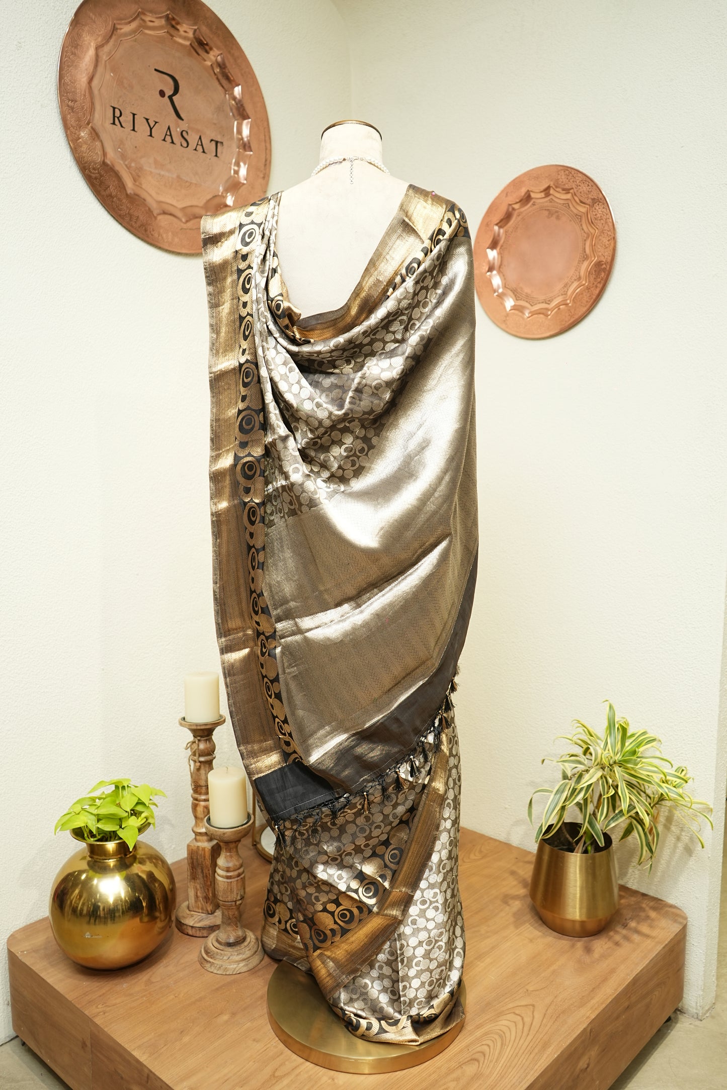 Black Banarsi Handloom Tissue Saree