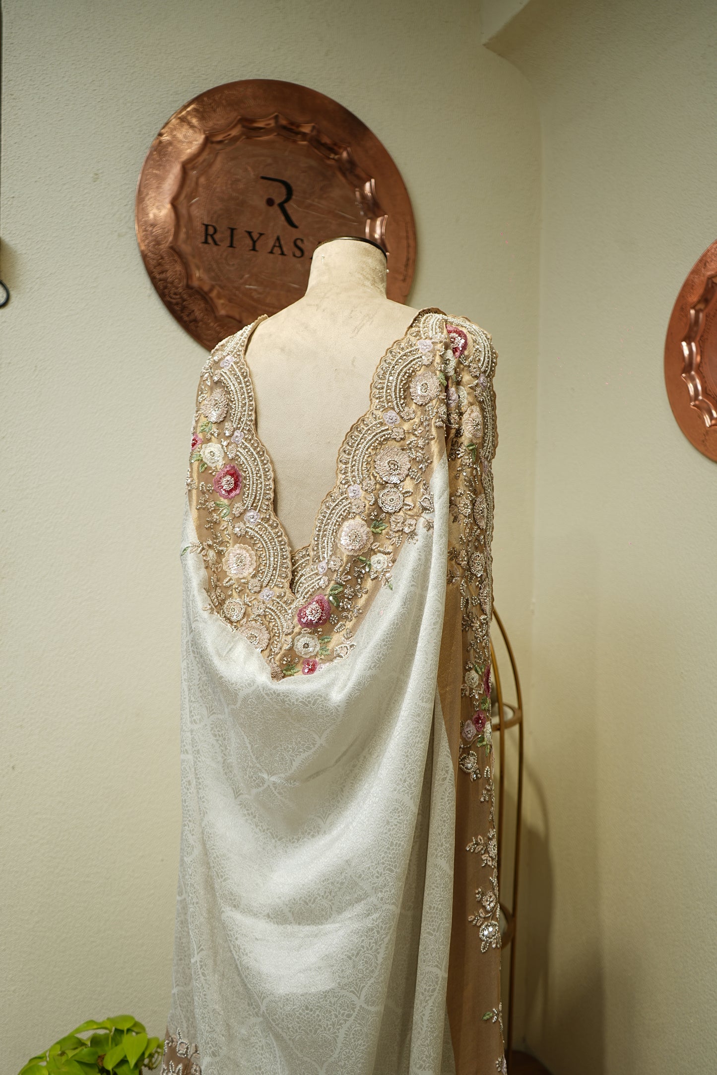 Georgette Weaved Tissue Embroidered Saree