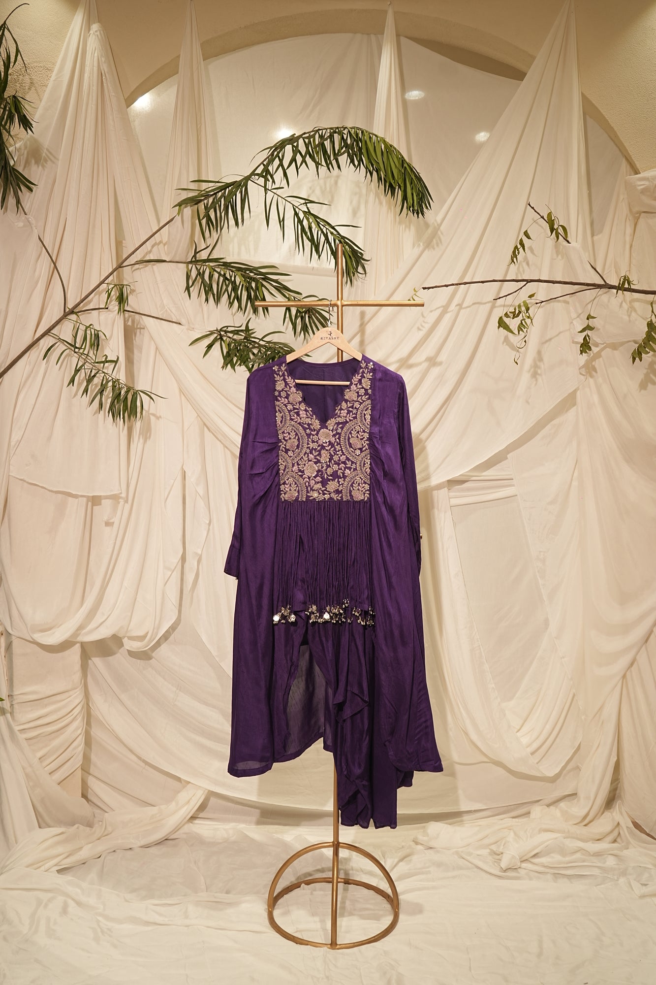 chinnon top and craped dhoti
