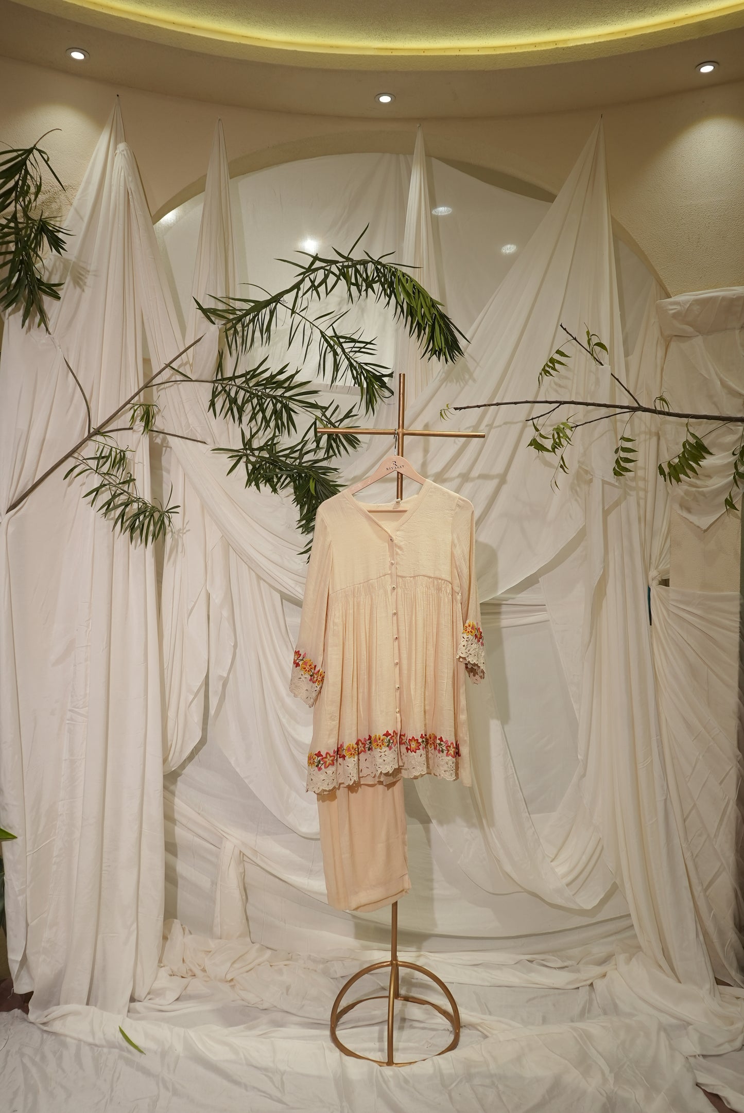 crape cotton cutwork top and bottom