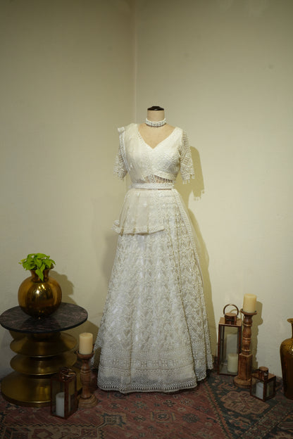 White Beads Lehenga