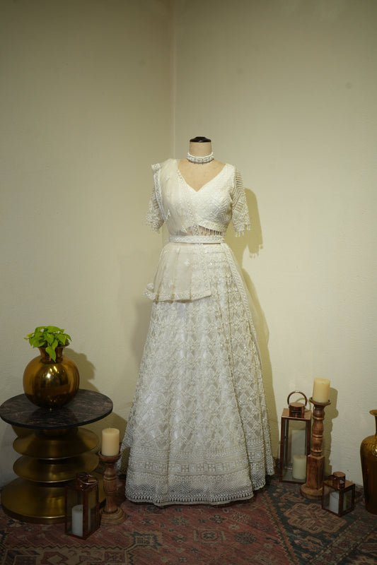 White Beads Lehenga