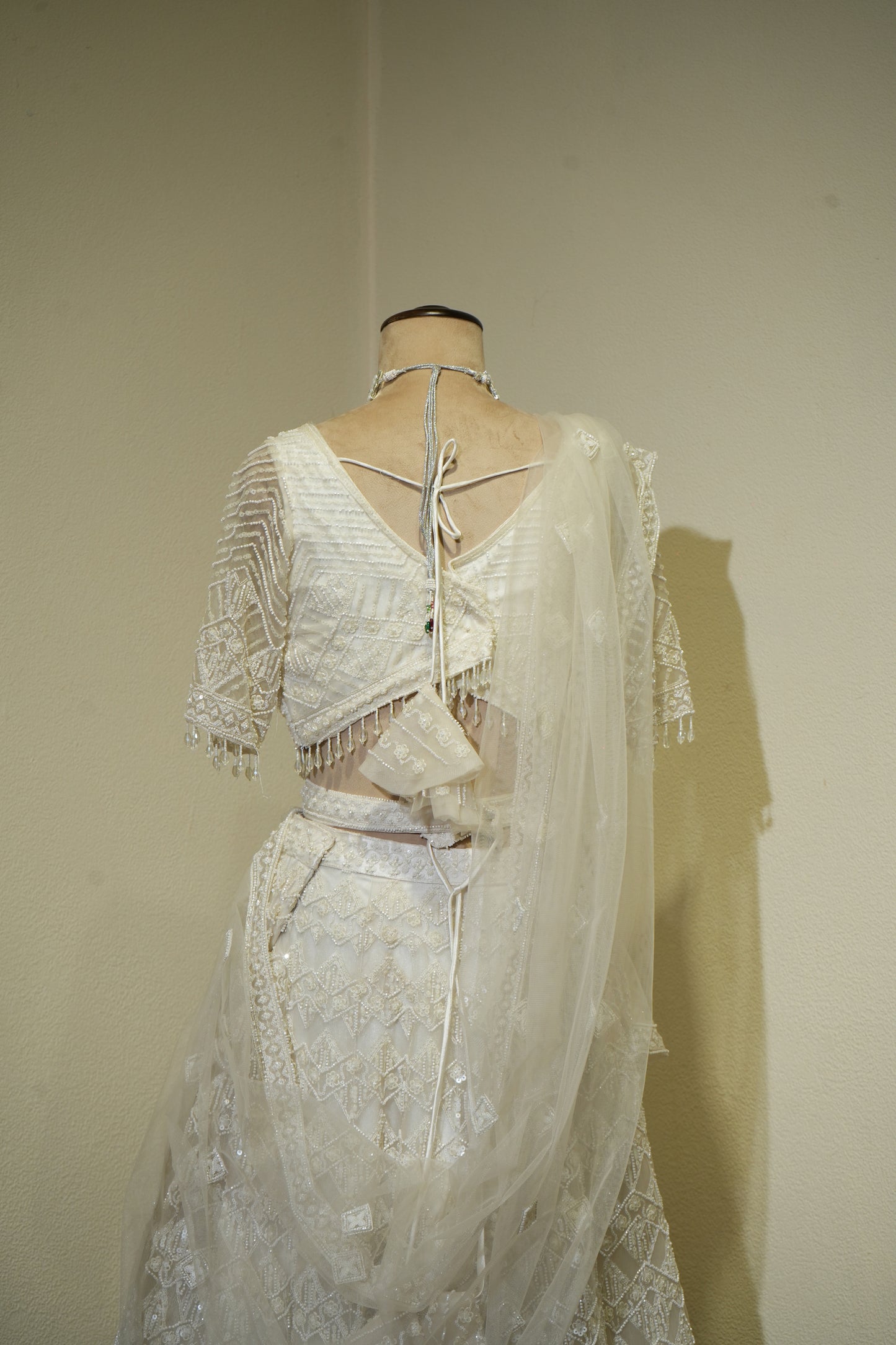 White Beads Lehenga