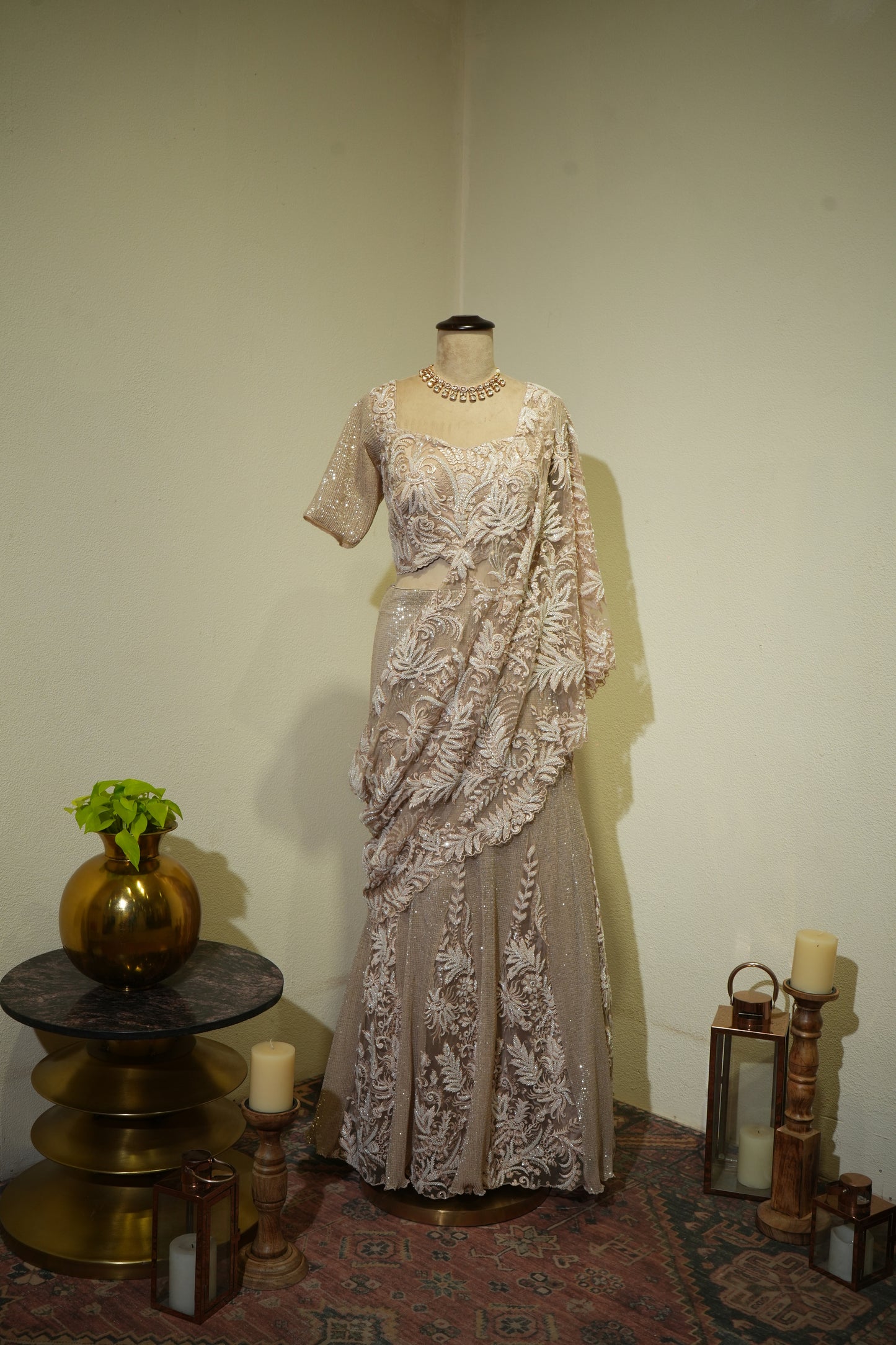 Golden Side Cape Dress