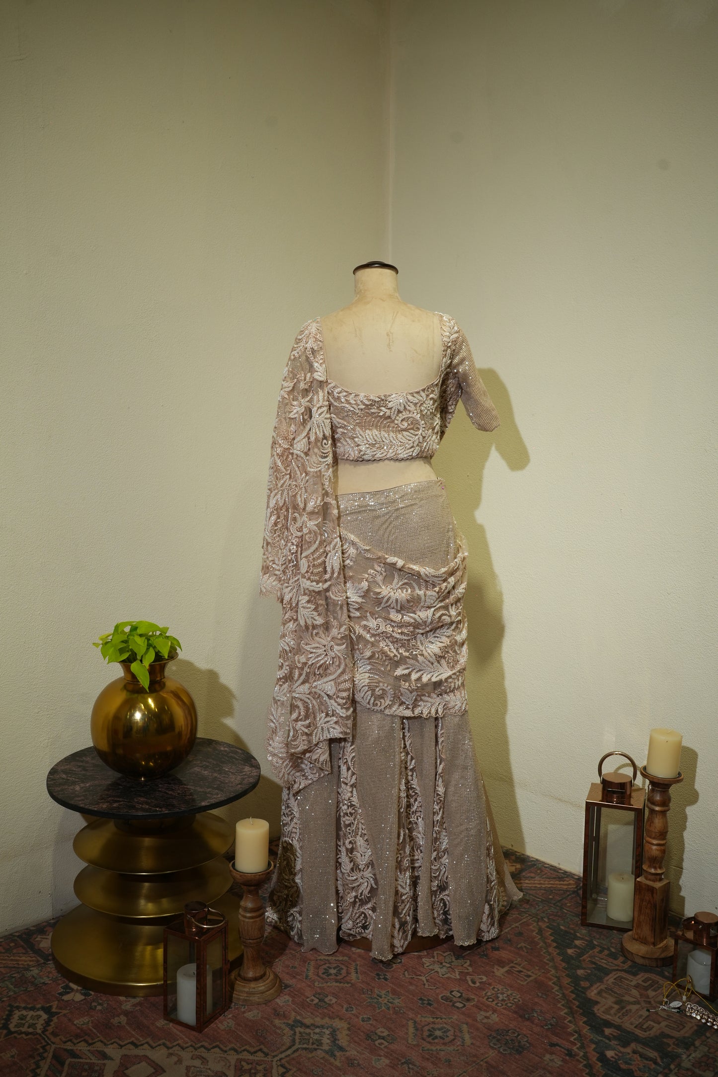 Golden Side Cape Dress