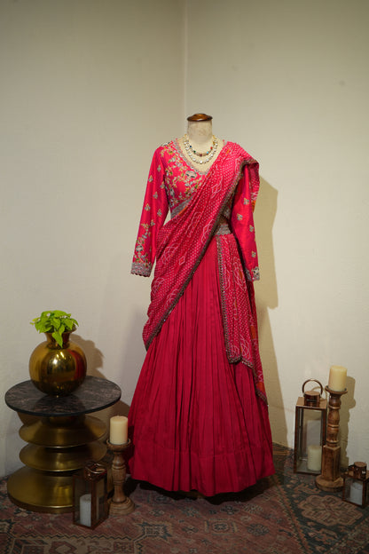 Pink Bhandani Drape Dress