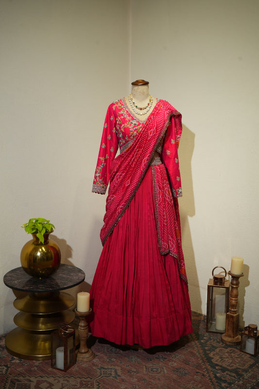 Pink Bhandani Drape Dress