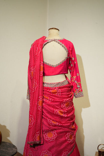 Pink Bhandani Drape Dress