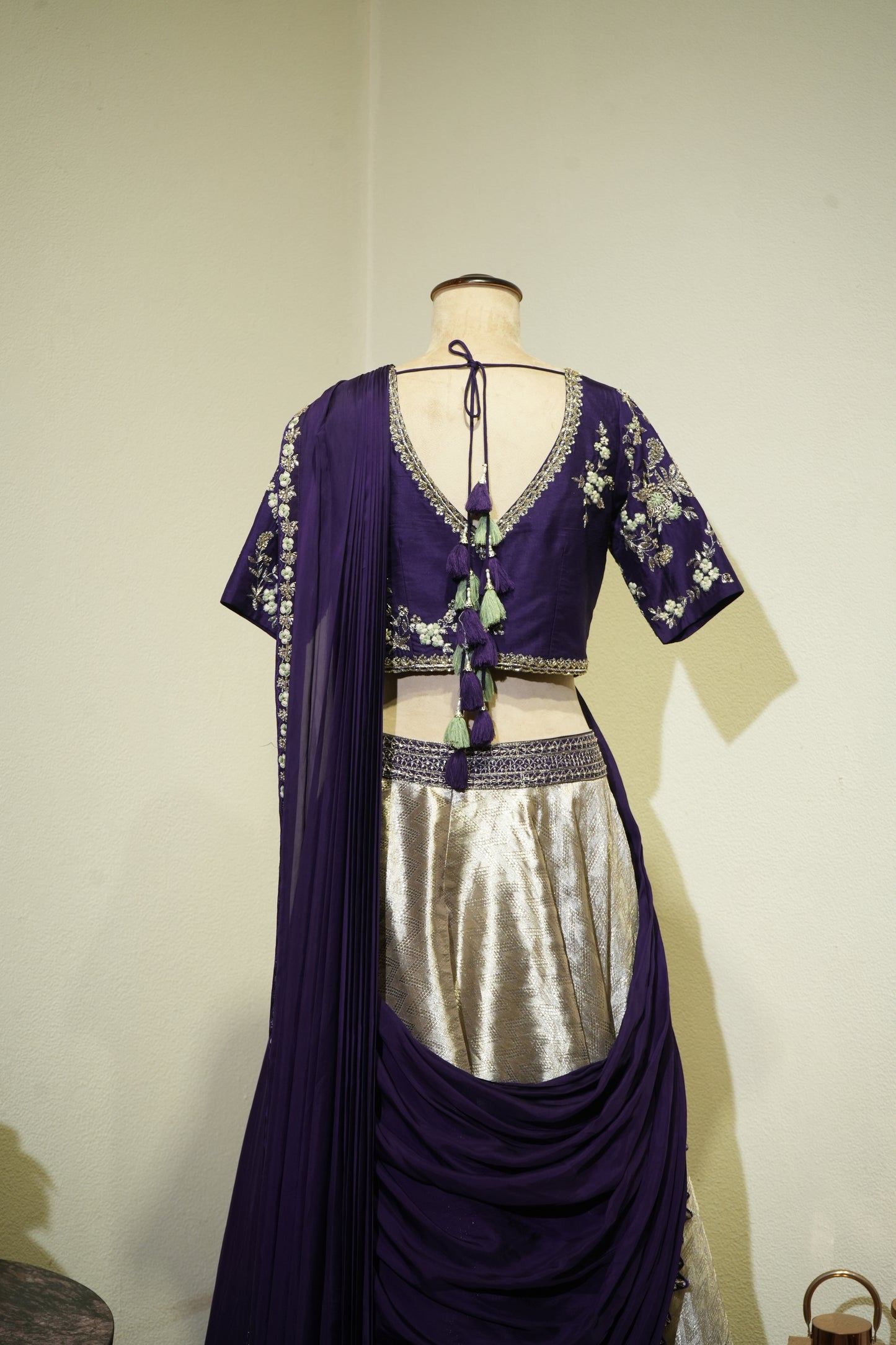 Silver Tissue Purple Drape Dress