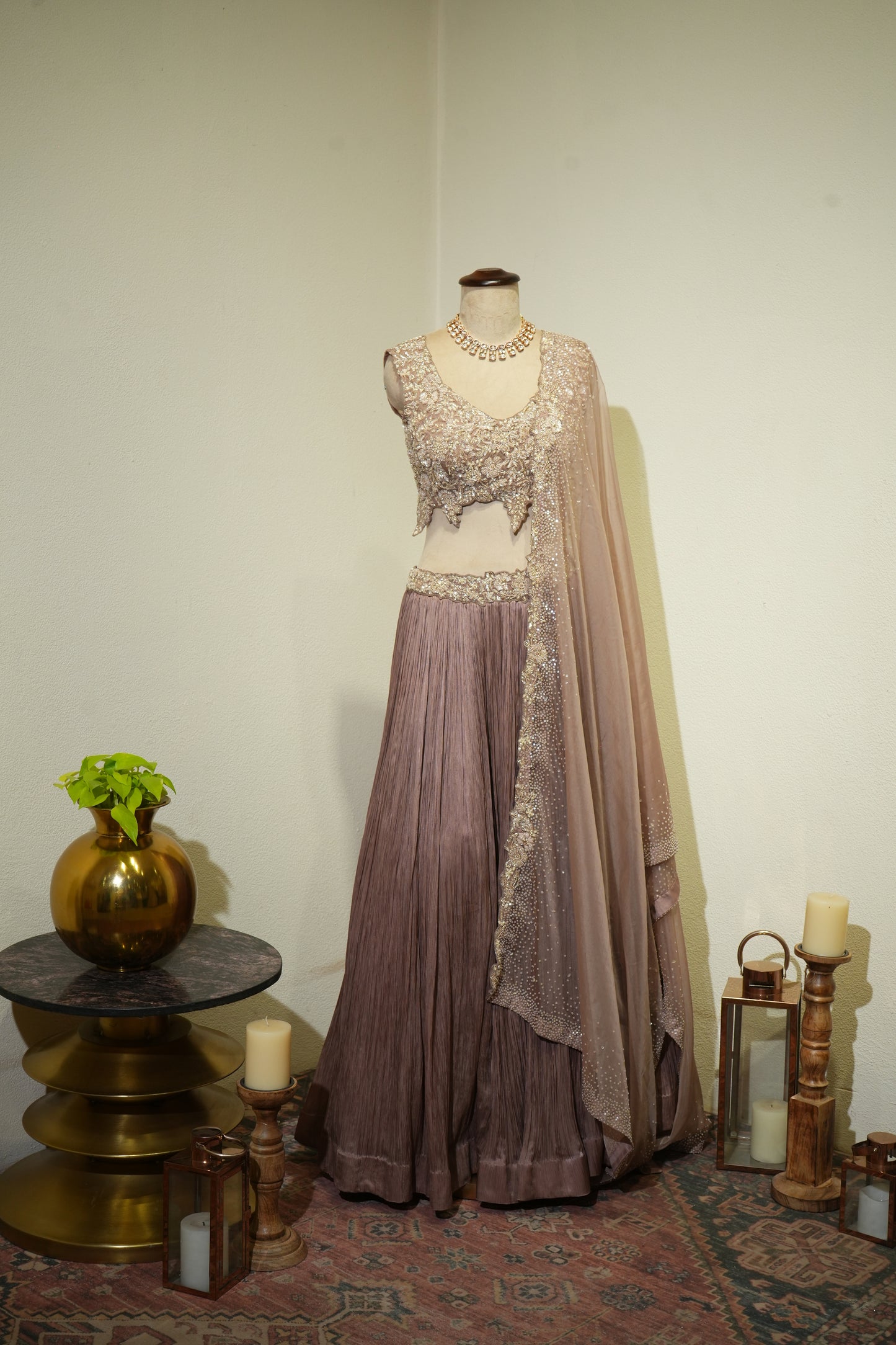 Mocha Embroidered Dress