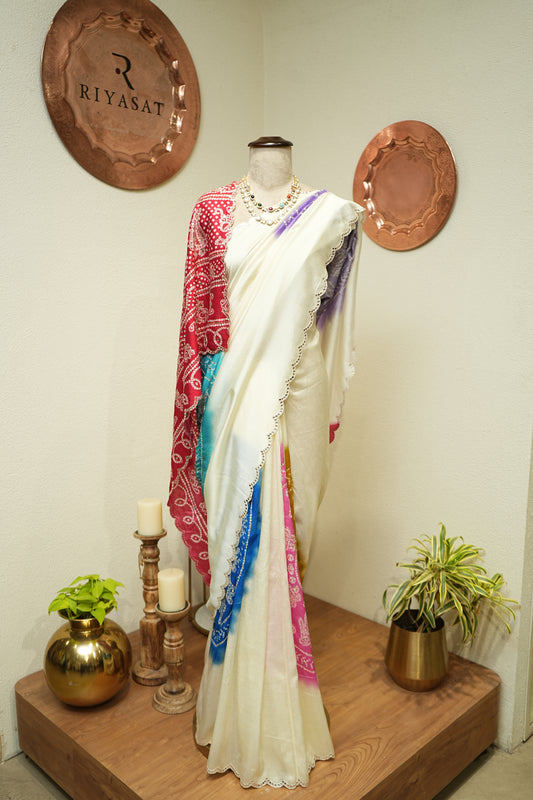 Multicolour Bandhni Saree
