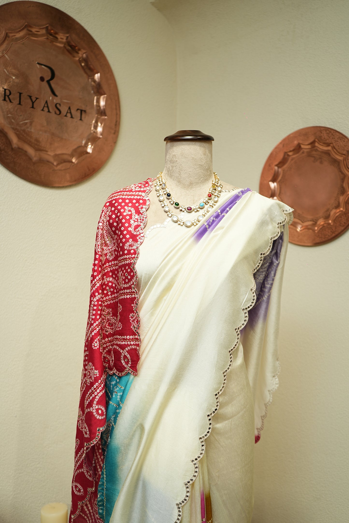 Multicolour Bandhni Saree