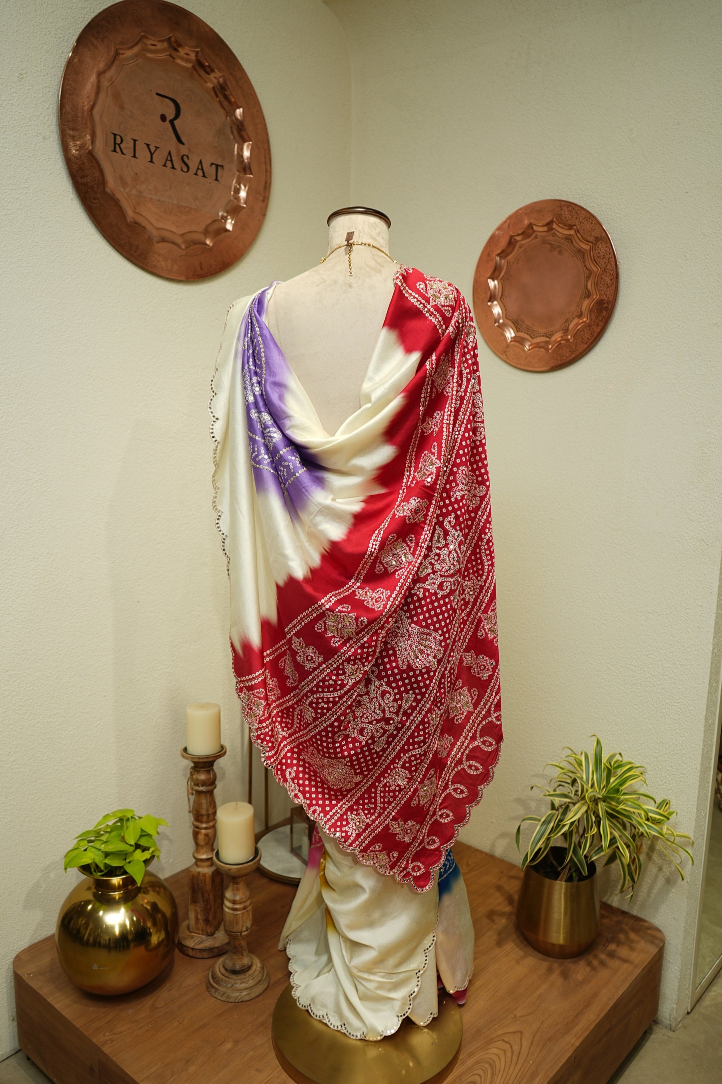 Multicolour Bandhni Saree