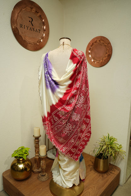 Multicolour Bandhni Saree