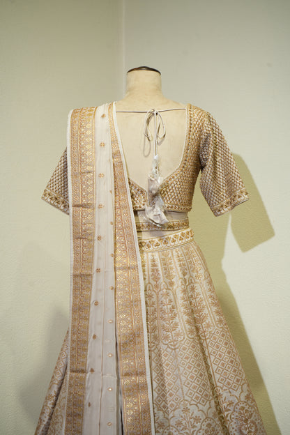 Ivory Gold Banarsi Lehenga