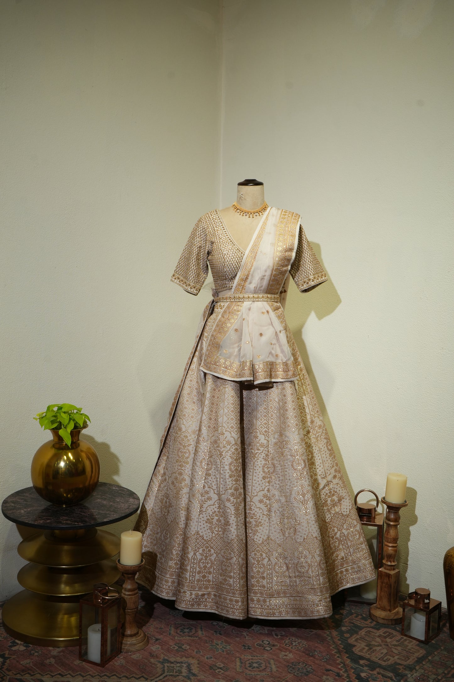 Ivory Gold Banarsi Lehenga