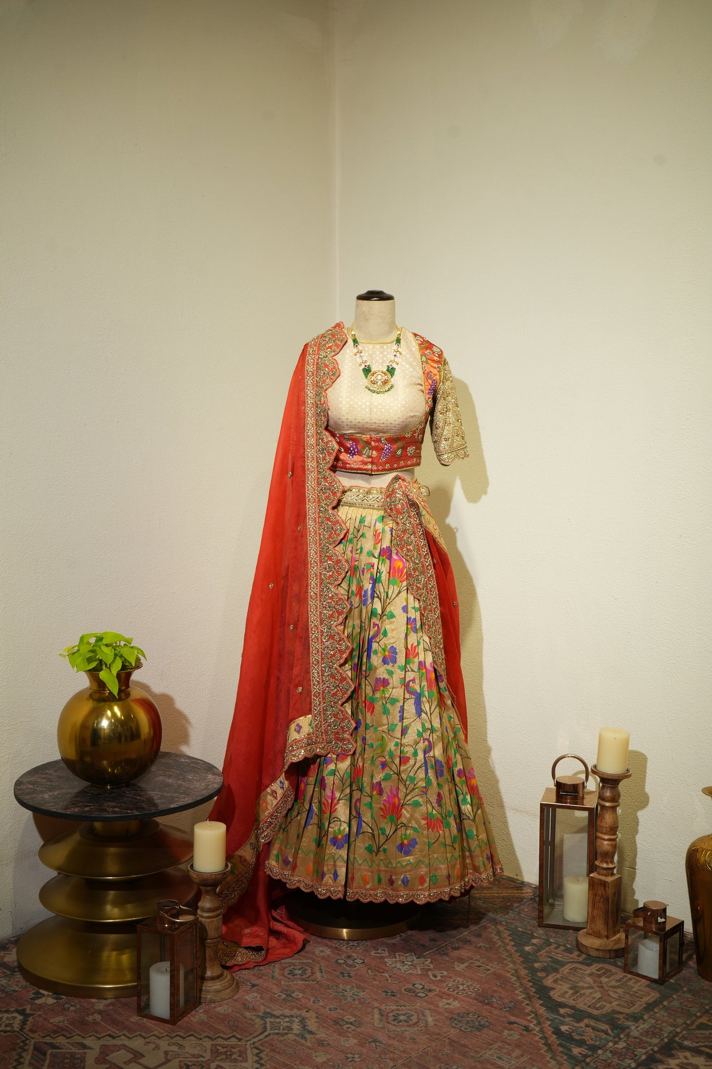 Golden Paithani Embroidered Lehenga