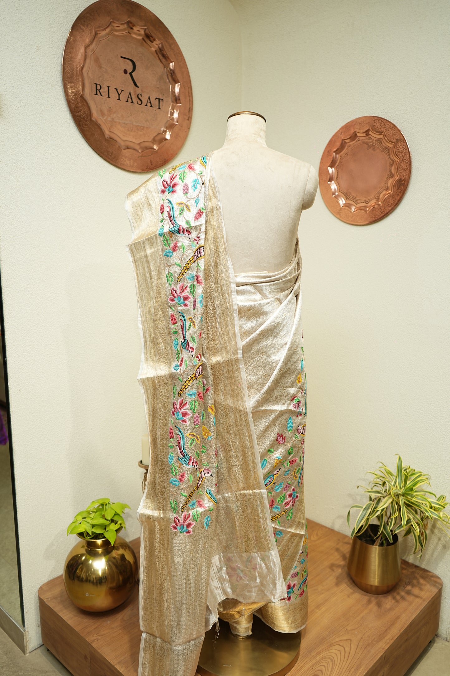 Banarsi Silver Tissue Convent Saree