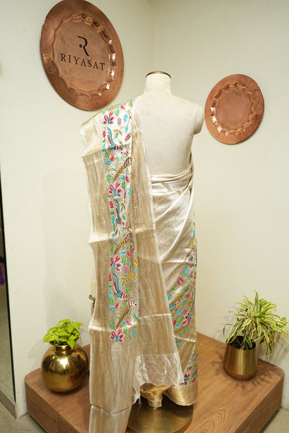 Banarsi Silver Tissue Convent Saree