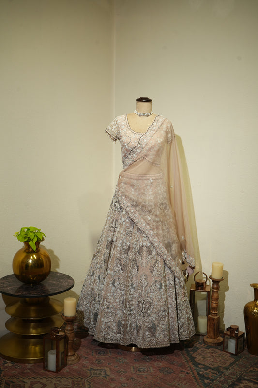 Silver Dabka Lehenga