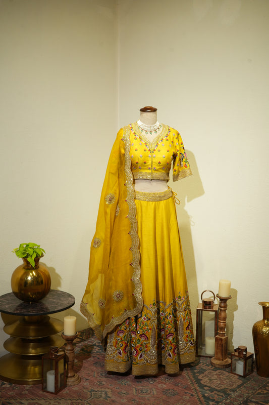 Yellow Embroidered Lehenga