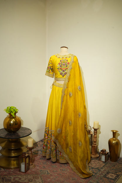 Yellow Embroidered Lehenga