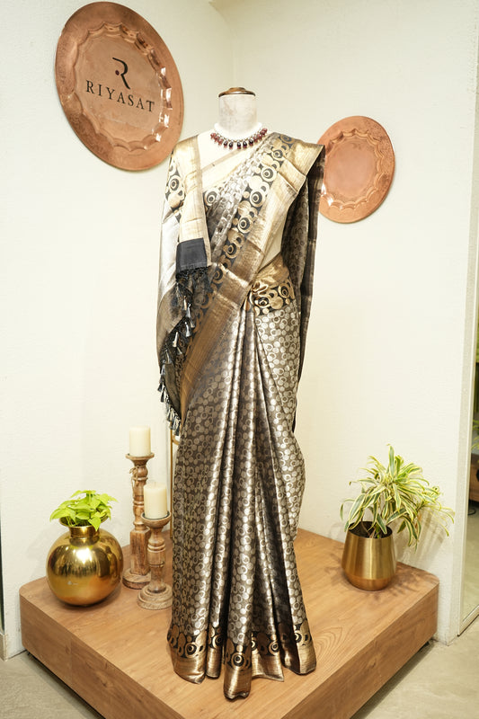 Black Banarsi Handloom Tissue Saree