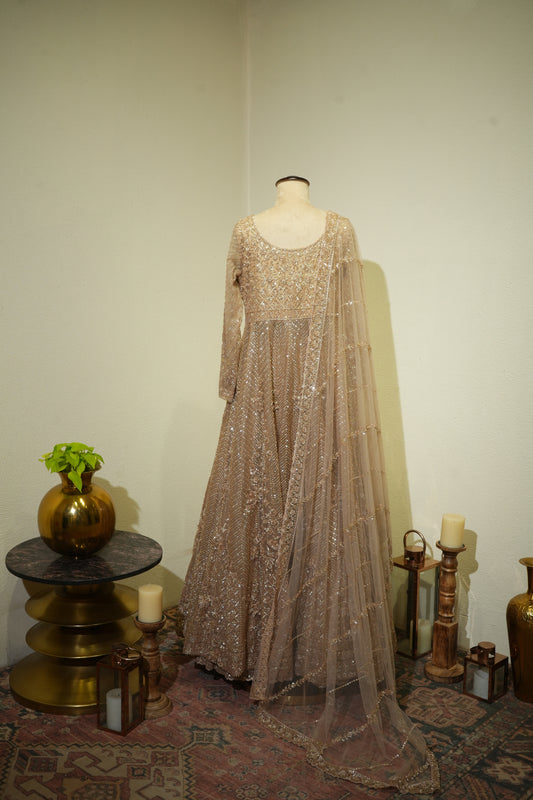 Golden Long Jacket Lehenga