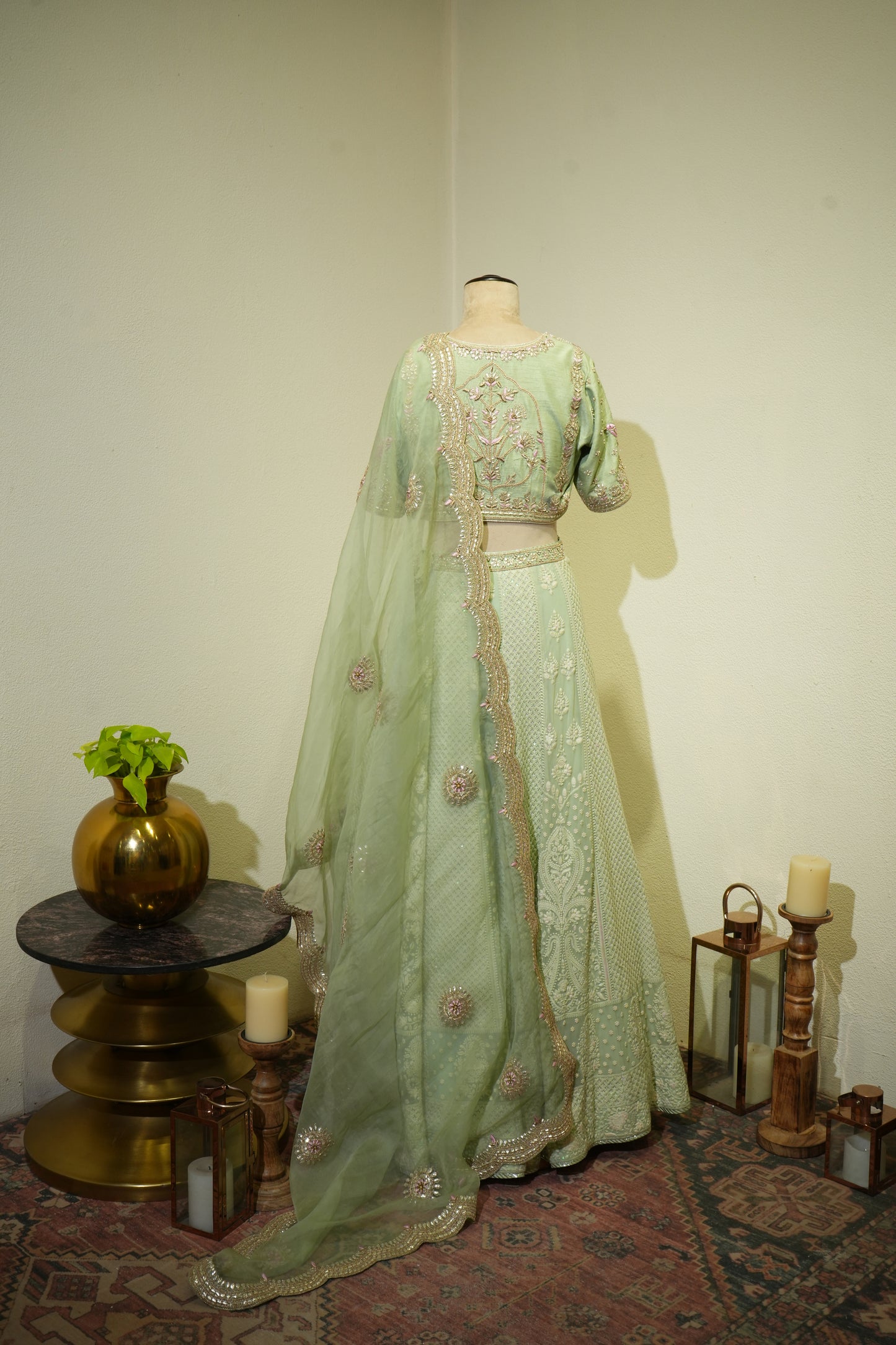 Pista Green Chikankari Lehenga