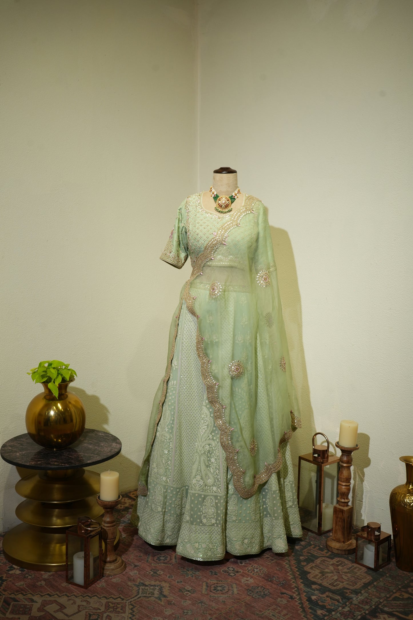 Pista Green Chikankari Lehenga