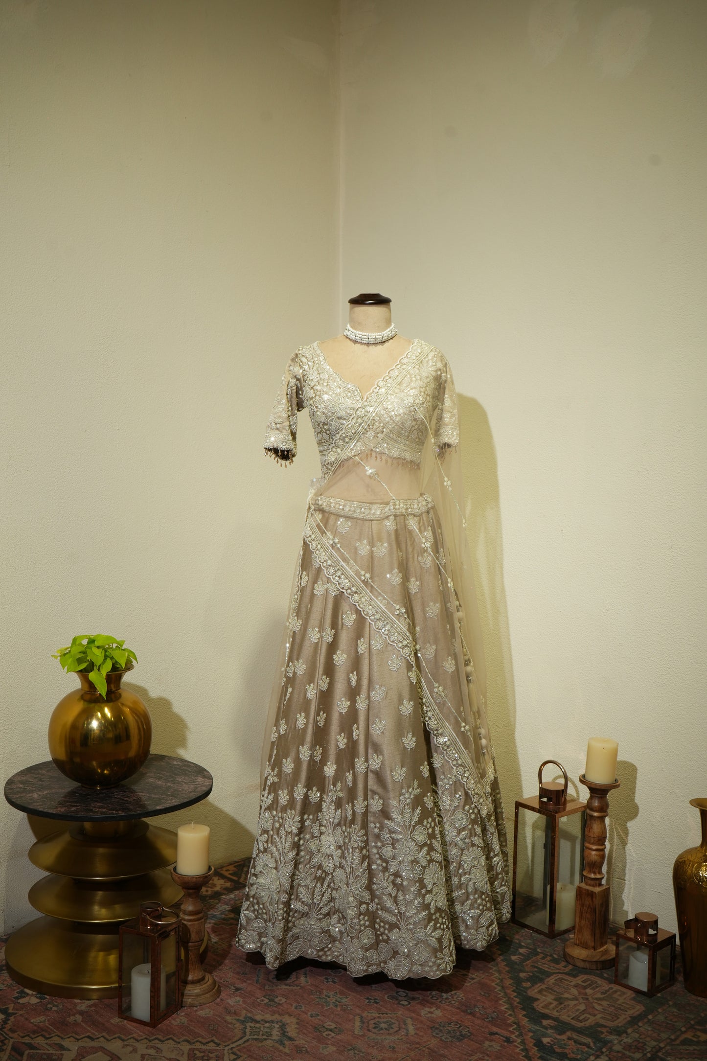 Antique Tissue Beads Lehenga