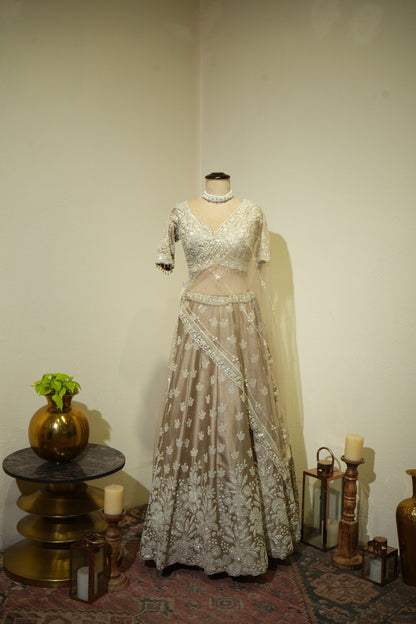 Antique Tissue Beads Lehenga