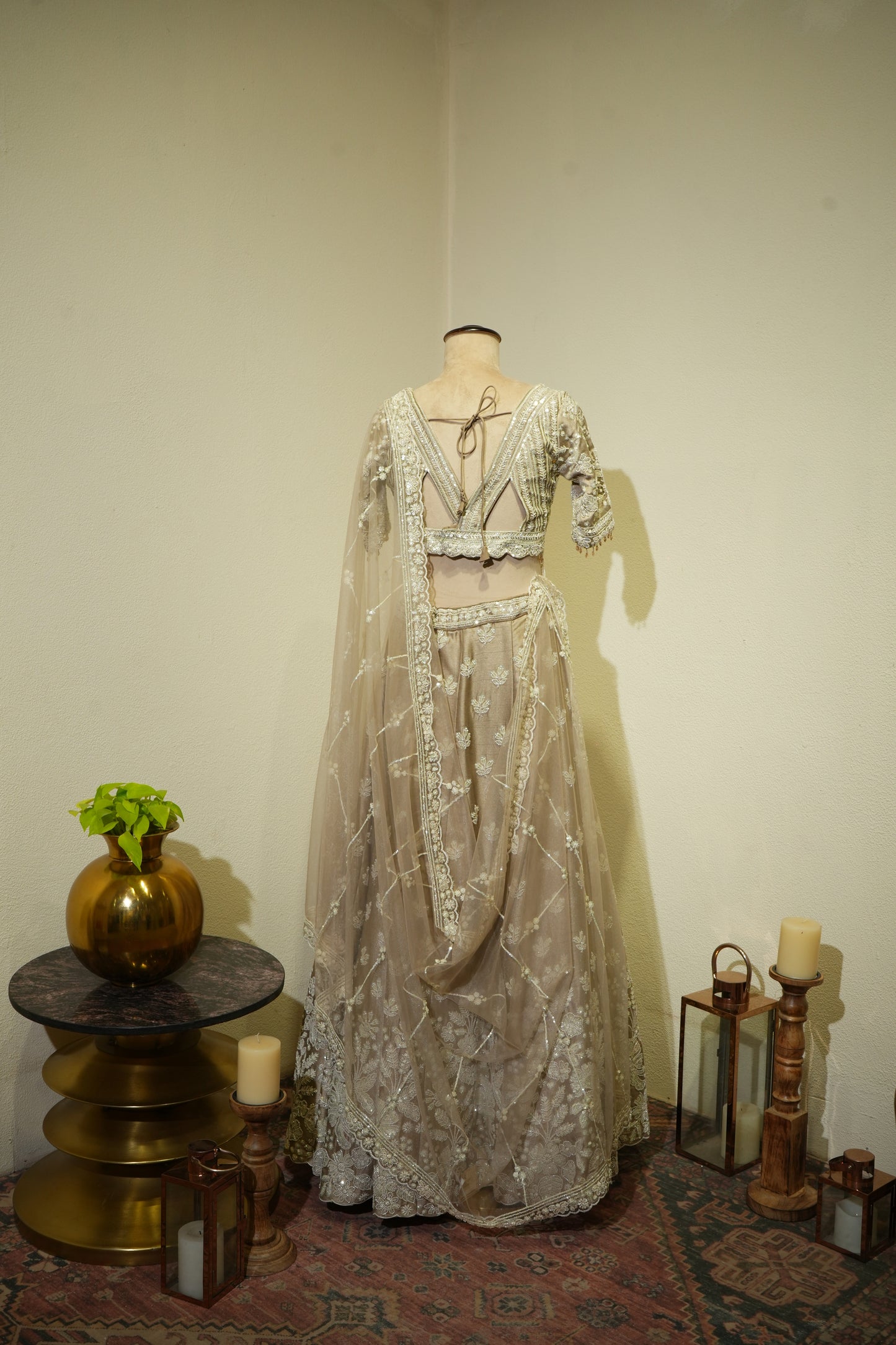 Antique Tissue Beads Lehenga