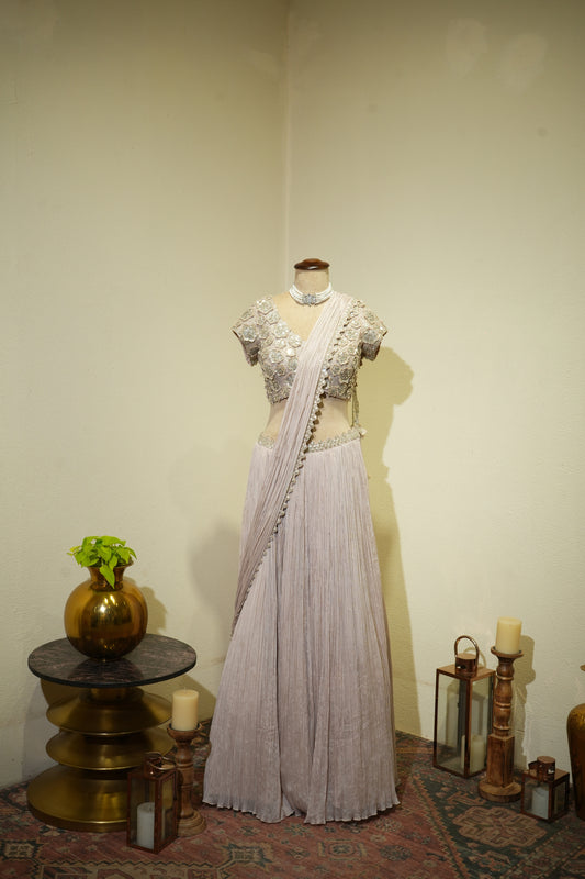 Lilac 3D Blouse Drape Dress