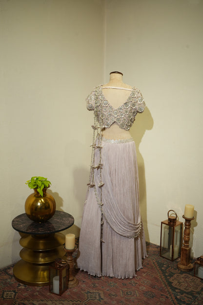 Lilac 3D Blouse Drape Dress