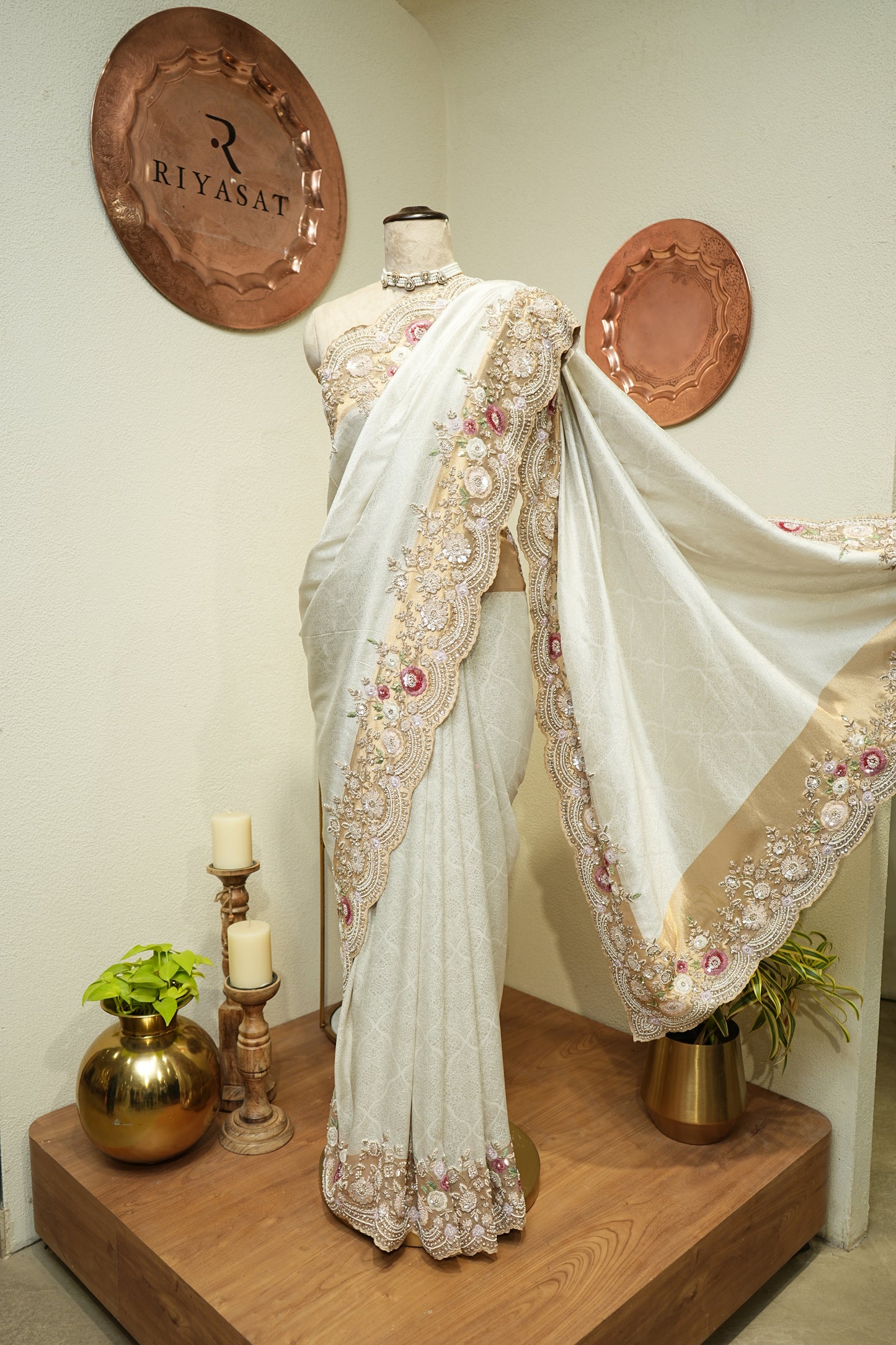 Georgette Weaved Tissue Embroidered Saree
