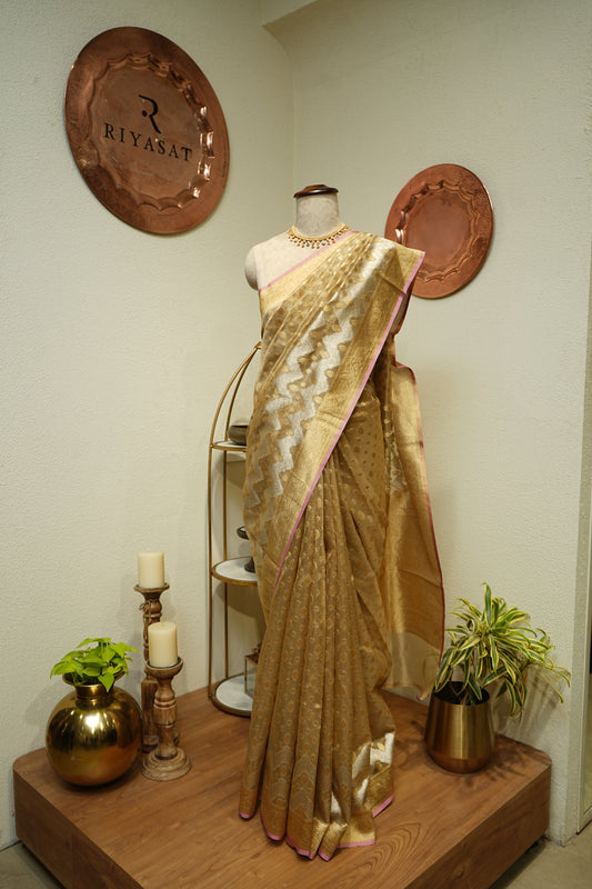Banarsi Tissue Golden Saree