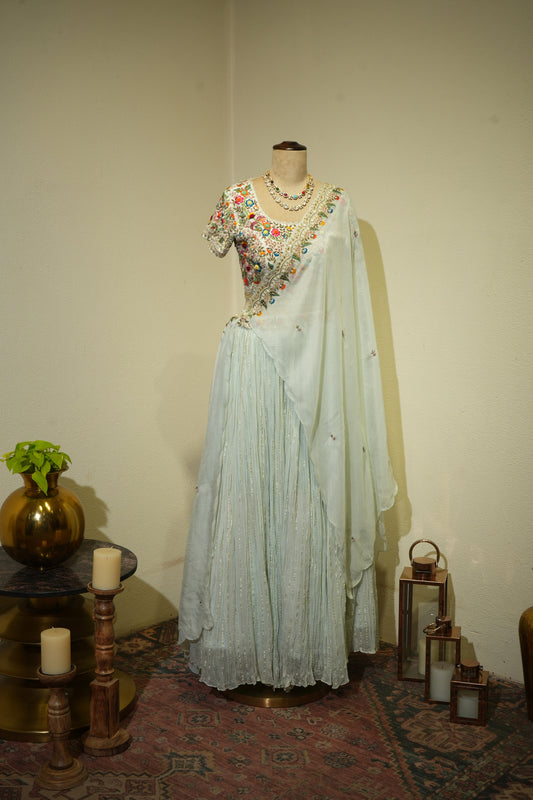 Sky Blue Heavy Blouse Dress