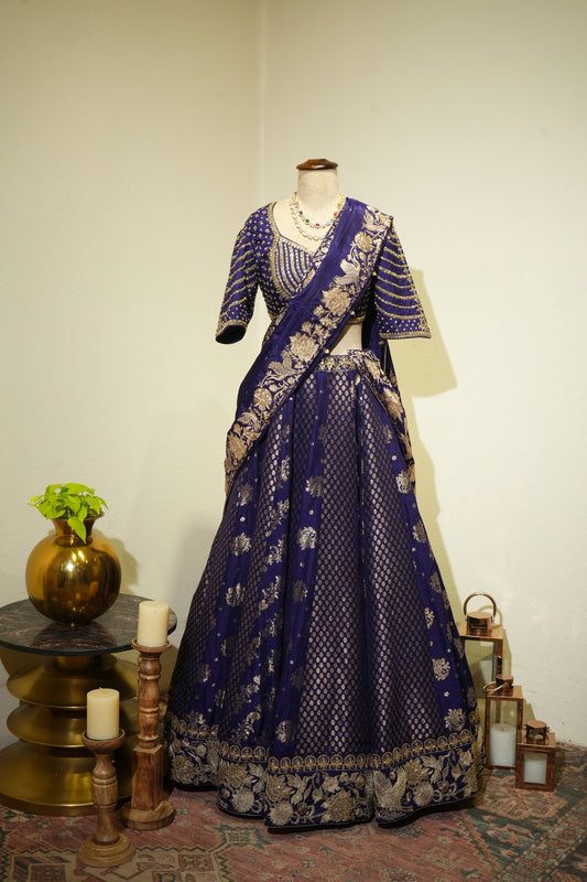 Purple Banarsi Embroidered Lehenga
