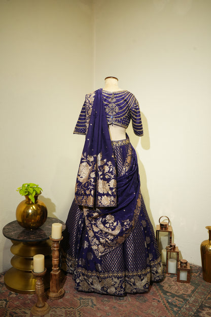 Purple Banarsi Embroidered Lehenga