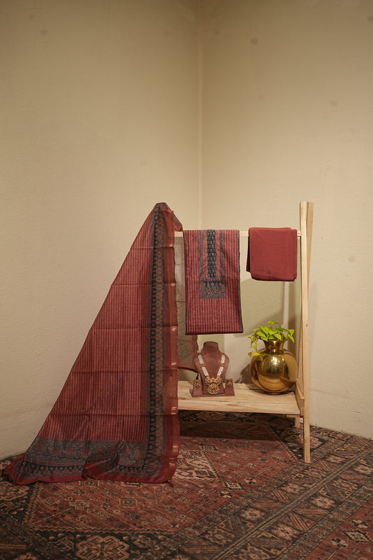 Chanderi suit brick colour