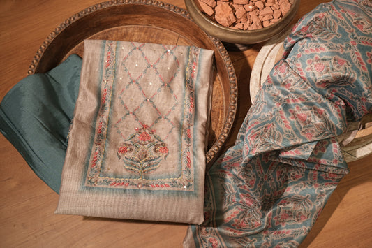 beige chanderi silk