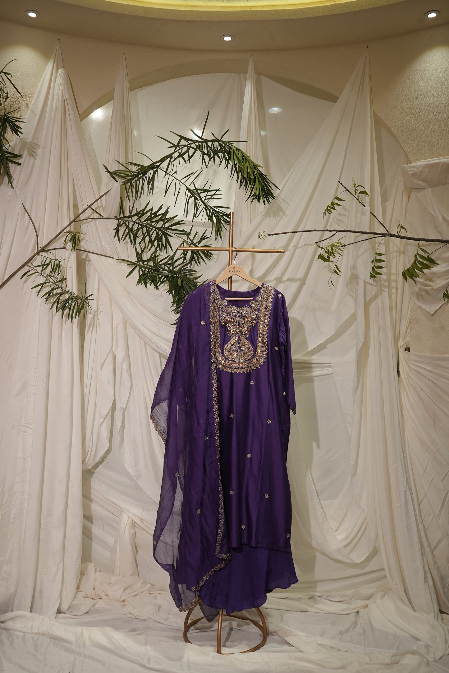 chanderi silk organza dupatta purpel
