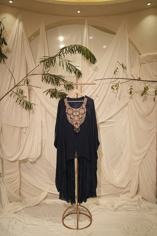 chinnon blue kaped dress