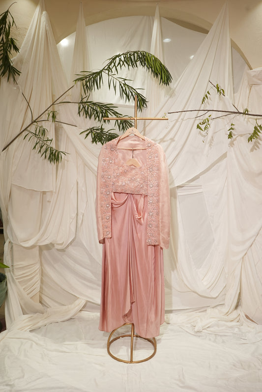 chinnon jacket top pleated craped dhoti