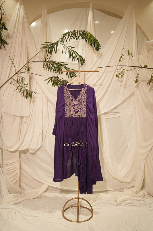 chinnon top and craped dhoti