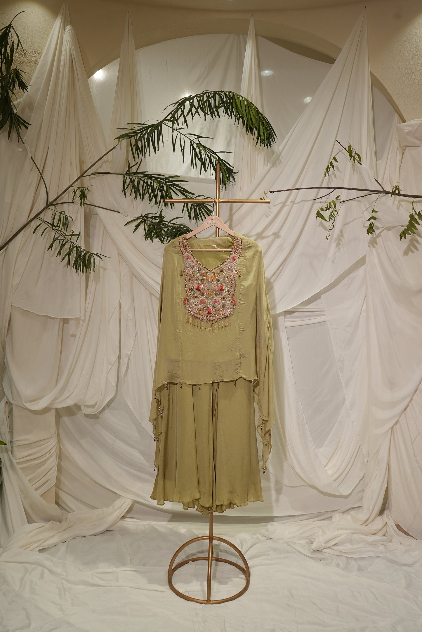 chinnon with sharara kaaftan mint o=colour