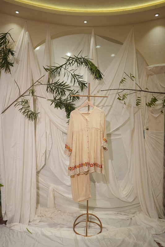 crape cotton cutwork top and bottom