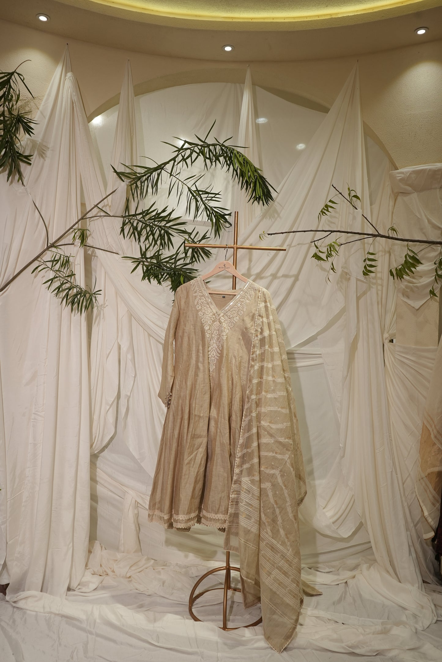 dccai chanderi shirt dccai dupatta  beige